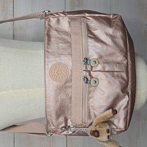 Kipling Angie Crossbody Bag Rose Gold Metallic